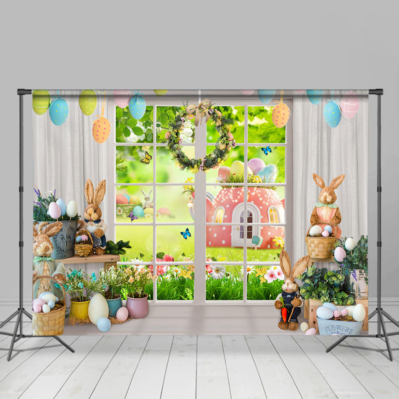 Lofaris Rabbit Easter Eggs Mushroom Holiday Party Backdrop