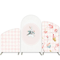 Lofaris Rabbit Teacup Pink Rhomb Tea Party Arch Backdrop Kit
