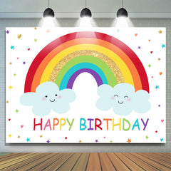 Lofaris Rainbow and Clouds Happy Birthday Backdrop for Kids