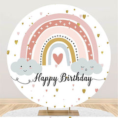 Lofaris Rainbow Glitter Happy Birthday Round Backdrop for Girl