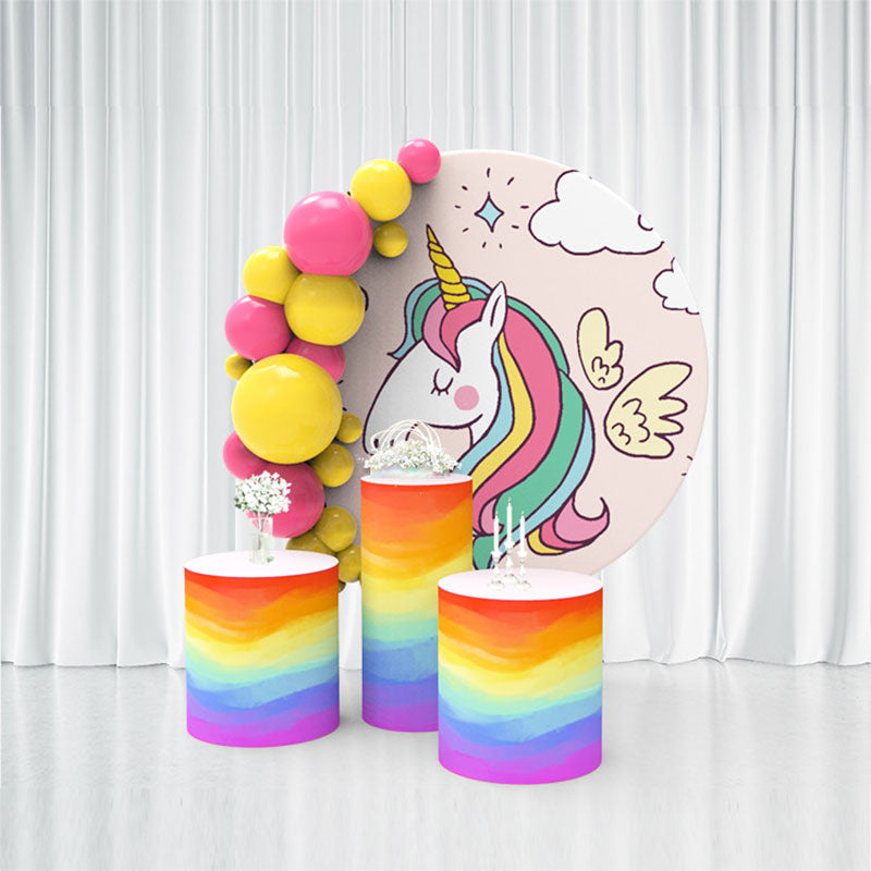 Lofaris Rainbow Unicorn Pink Birthday Backdrop Kit Banner
