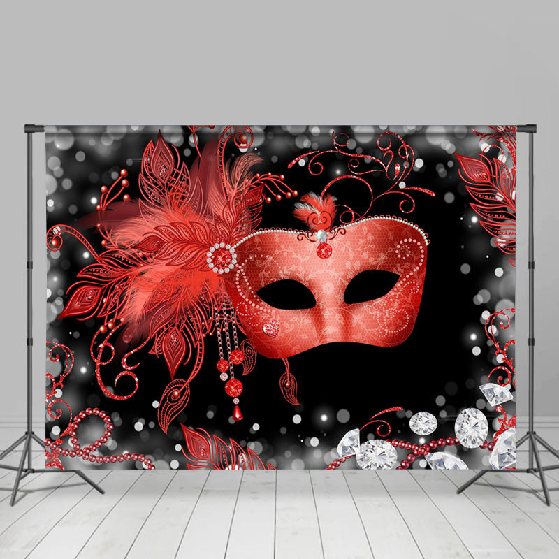 Lofaris Red And Black Glitter Masquerade Dance Party Backdrop