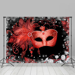 Lofaris Red And Black Glitter Masquerade Dance Party Backdrop