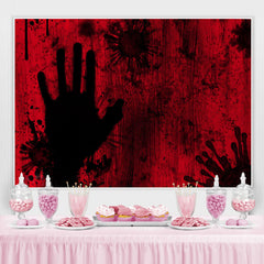 Lofaris Red and Black Scary Handprint Halloween Party Backdrop