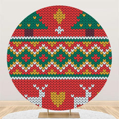 Lofaris Red And Green Round Chrismas Tree With Elk Backdrop