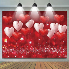 Lofaris Red And Pink Ballons Bokeh Glitter Valentines Backdrop