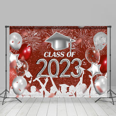 Lofaris Red And Silver Glitter Balloons 2023 Grad Backdrop