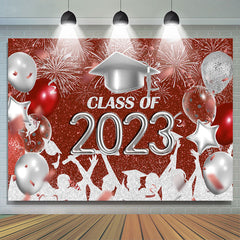 Lofaris Red And Silver Glitter Balloons 2023 Grad Backdrop