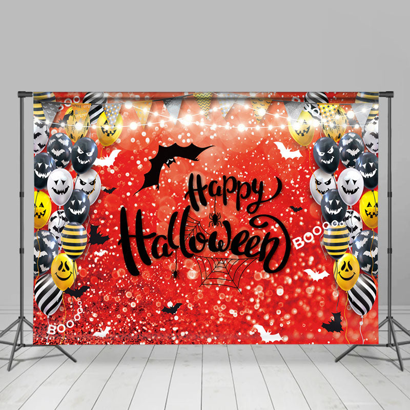 Lofaris Red Bokeh Yellow And Black Balloon Halloween Backdrop