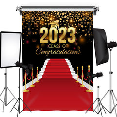 Lofaris Red Carpet Gold Stars 2023 Congrats Grad Backdrop
