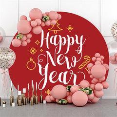 Lofaris Red Christmas Holiday Round Happy New Year Backdrop