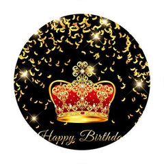 Lofaris Red Crown Circle Happy Birthday Backdrop For Women