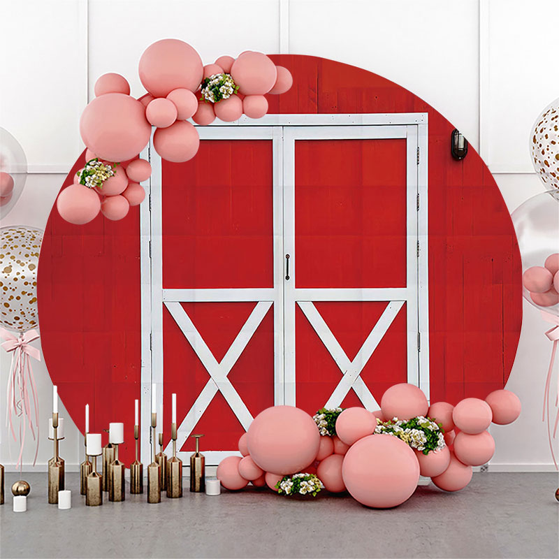 Lofaris Red Farm White Door Brithday Party Round Backdrop