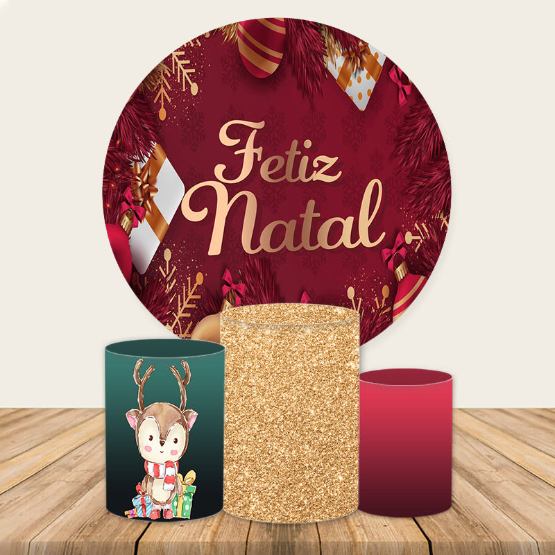 Lofaris Red Fekirnatal Merry Christmas Circle Backdrop Kit