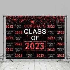 Lofaris Red Glitter Congrsts Class Of 2023 Black Backdrops