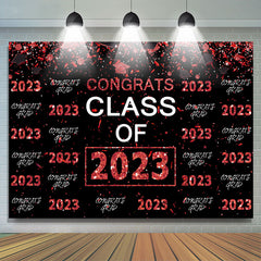 Lofaris Red Glitter Congrsts Class Of 2023 Black Backdrops