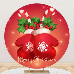 Lofaris Red Glove Snowflake Circle Backdrop For Merry Chrismas