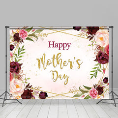 Lofaris Red Roses and Golden Line Happy Mothers Day Backdrop