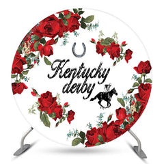 Lofaris Red Roses And White Circle Kentucky Derby Backdrop