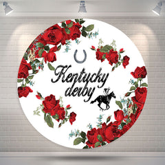 Lofaris Red Roses And White Circle Kentucky Derby Backdrop