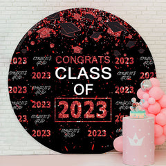 Lofaris Red Sparkling Congrats Black Circle 2023 Grad Backdrop