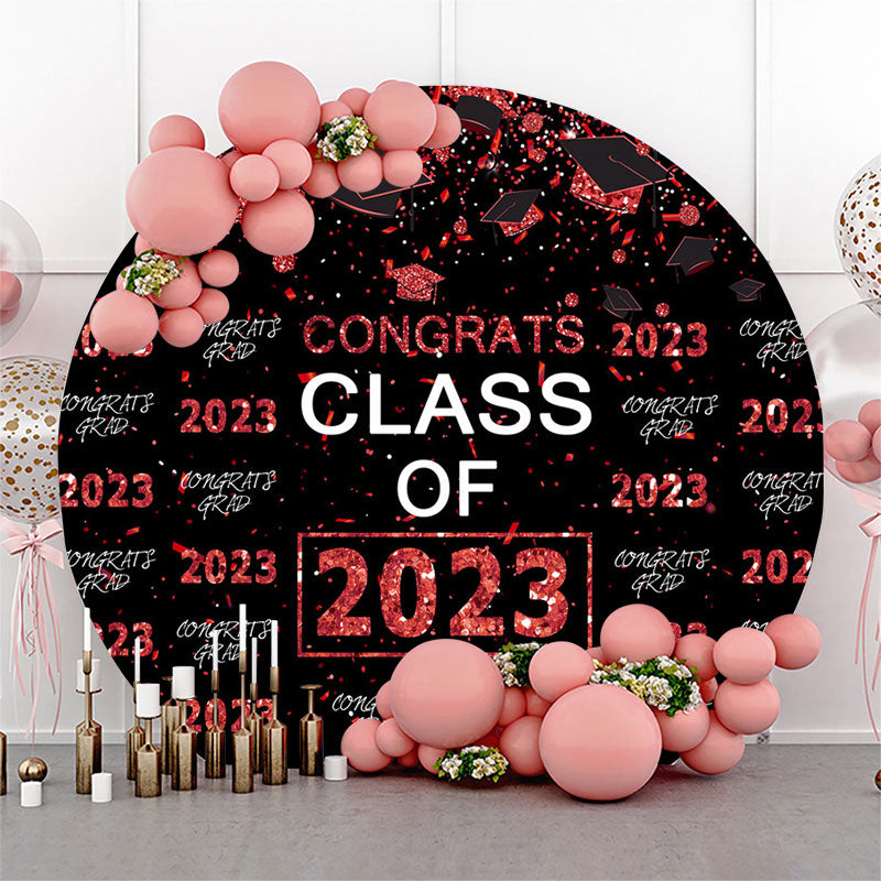 Lofaris Red Sparkling Congrats Black Circle 2023 Grad Backdrop