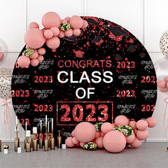 Lofaris Red Sparkling Congrats Black Circle 2023 Grad Backdrop