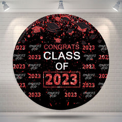 Lofaris Red Sparkling Congrats Black Circle 2023 Grad Backdrop