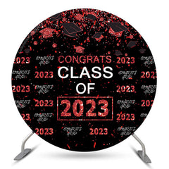 Lofaris Red Sparkling Congrats Black Circle 2023 Grad Backdrop