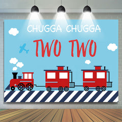 Lofaris Red Train Blue Sky Ghugga Happy 2nd Birthday Backdrop