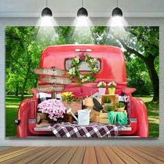 Lofaris Red Truck Gardening Supplies Spring Party Backdrop