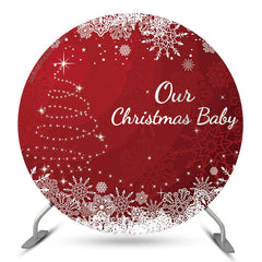 Lofaris Red White Glitter Christmas Circle Round Backdrop