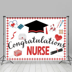 Lofaris Redn And Black Theme Congratulations Nurse Backdrop