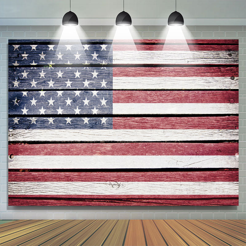 Lofaris Retro The US Flag Simple Wood Backdrop For Decoration