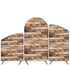 Lofaris Retro Wood Style Theme Brown Arch Backdrop Kit Banner