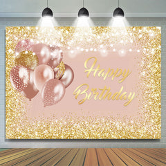 Lofaris Rose Gold and Glitter Birthday Backdrop for Girl