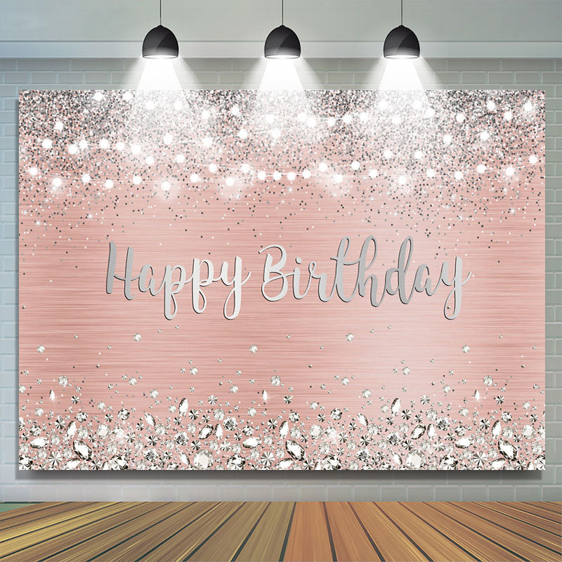 Lofaris Rose Gold And Silver Bokeh Happy Birthday Backdrop