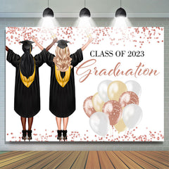 Lofaris Rose Gold Balloon Class Of 2023 Grads Backdrop