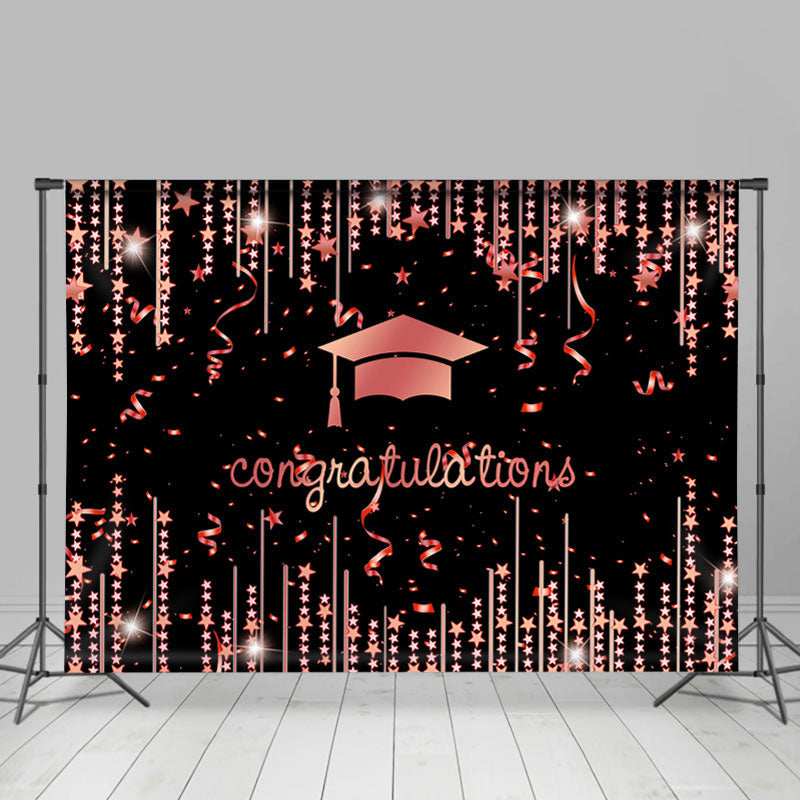 Lofaris Rose Gold Ribbion Star Congratulation Class 2022 Backdrop