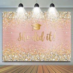 Lofaris Rose Gold She Did It Happy Graduation Backdrop