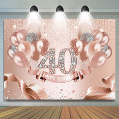 Lofaris Rose Golden Balloons Happy 40Th Birthday Backdrop