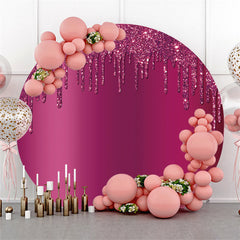 Lofaris Rose Red Glitter Round Birthday Decoration Backdrop