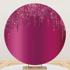 Lofaris Rose Red Glitter Round Birthday Decoration Backdrop