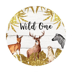 Lofaris Round Animals Wild One Wooden Glitter Birthday Backdrop