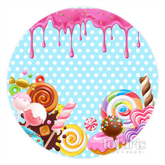 Lofaris Round Candy Land Theme Happy Birthday Backdrop For Kid