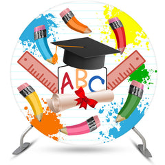 Lofaris Round Cartoon Kindergarten Graduation Backdrop Kit