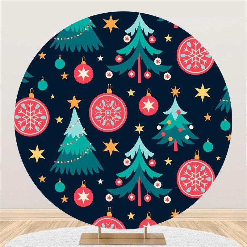 Lofaris Round Christmas Hexagon Tree Merry Chrismas Backdrop