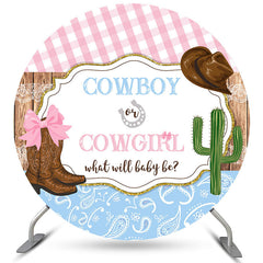 Lofaris Round Cowboy Or Cowgirl Gender Reveal Baby Shower Backdrop