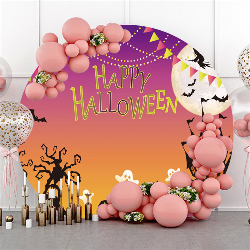 Lofaris Round Ghost And Castle Night Happy Halloween Backdrop