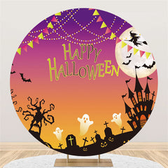 Lofaris Round Ghost And Castle Night Happy Halloween Backdrop